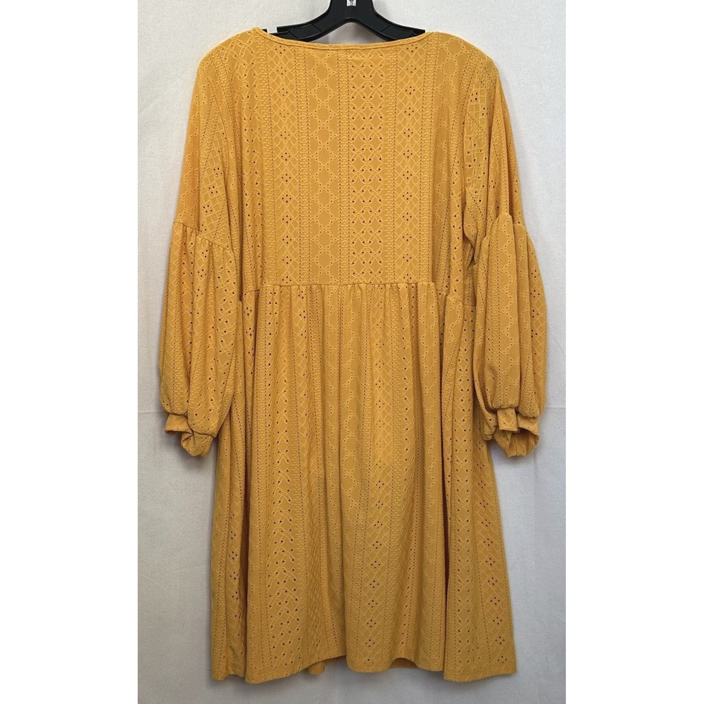VIBE SPORTSWEAR Orange Eyelet Balloon Sleeve Midi Dress 2X Cottage Boho Romantic - Picture 5 of 8